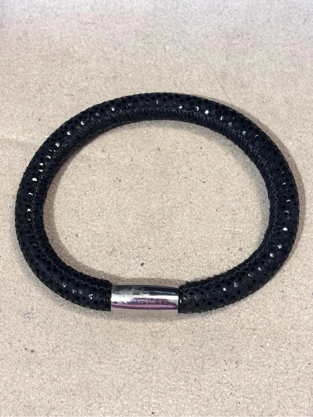 🆕 Brighton Single Sparkle Black Woodstock bracelet Leather Holds beads Retired